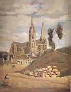 Jean Baptiste Camille  Corot La cathedrale de Chartres (mk11) Sweden oil painting reproduction
